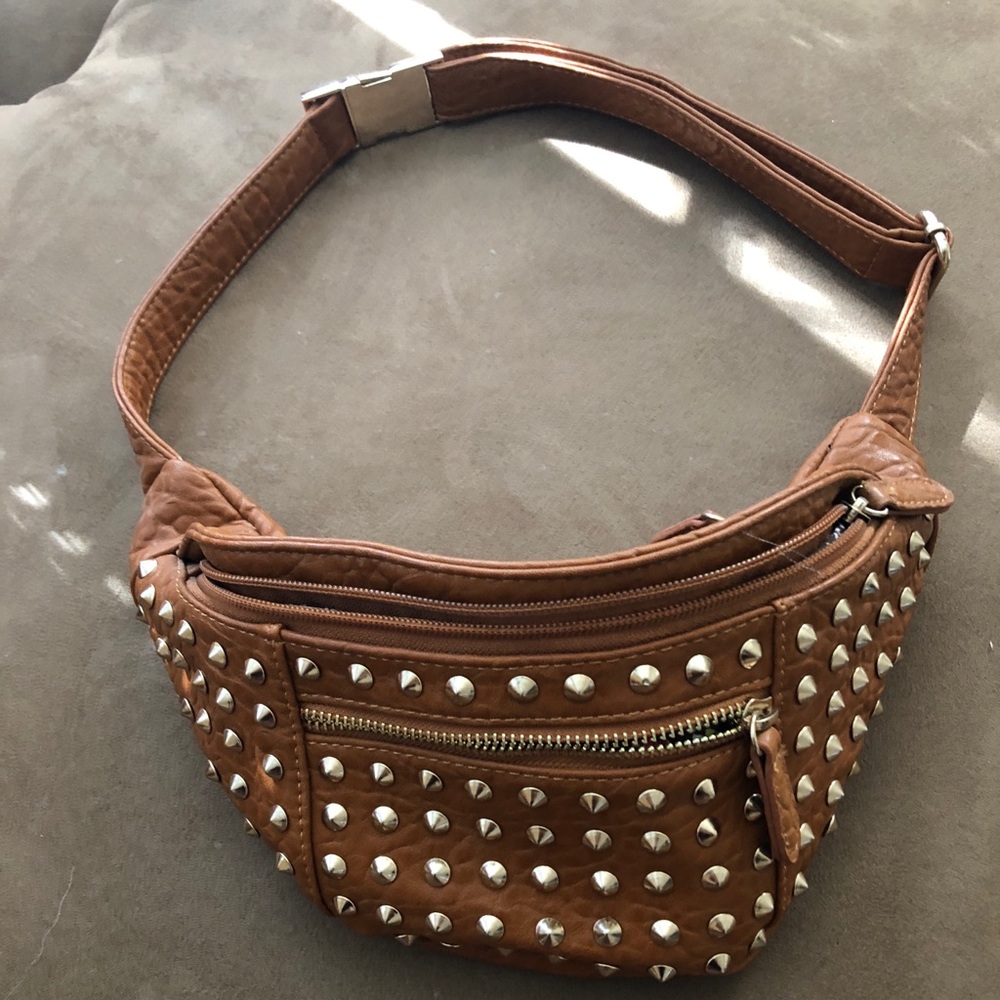 Faux Leather Studded Fanny Pack